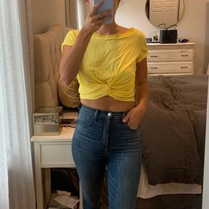 Free People Yellow Crop Top XS